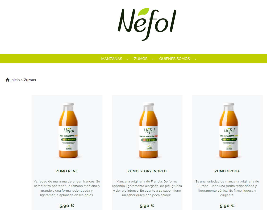 Página web con tienda